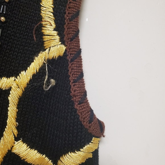 Vintage Embroidered Knit Vest Zip Up Animal Leopard Zebra - Picture 11 of 16
